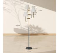 HOMCOM Lampada da Terra Alta 165 cm, Lampada da Pavimento con 3 Punti Luce e Interruttore a Pedale, Attacco E27 Max 40W, per Camera e Ufficio, Oro Immagina di rientrare a casa dopo una lunga giornata 