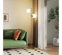 HOMCOM Lampada da Terra con 2 Luci e Paralumi a Sfera, Lampada a Piantana da Pavimento con Interruttore a Pedale, Attacco E27, 39x28x165 cm, Oro La nostra lampada da terra si presenta in uno stile sem