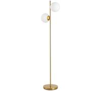 HOMCOM Lampada da Terra con 2 Luci e Paralumi a Sfera, Lampada a Piantana da Pavimento con Interruttore a Pedale, Attacco E27, 39x28x165 cm, Oro