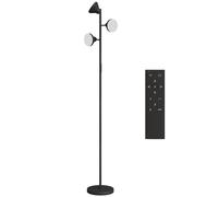 HOMCOM Lampada da Terra con 3 Teste Regolabili Indipendenti, Telecomando e Timer, in Acciaio e Plastica, Ø25x170 cm, Nero Aosom Italy