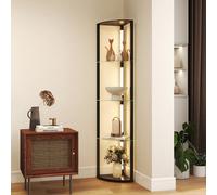 HOMCOM Lampada da Terra con 5 Ripiani, Luce LED e 3 Livelli di Luminosità Nero [EEK: F]