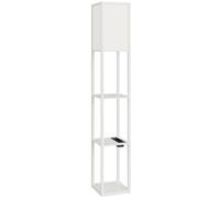HOMCOM Lampada da Terra con Ripiani, Luce Regolabile, Interruttore a Pedale e Porte USB, Bianco Aosom Italy