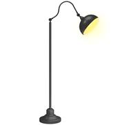 HOMCOM Lampada da terra con rotazione a 180°, lampada ad arco con paralume regolabile, interruttore al piede, 42x25,5x152cm, nero Aosom Italy