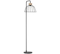 HOMCOM Lampada da Terra di Design Stile Industriale in Metallo e Rattan, Illuminazione Casa e Ufficio, 44x34x154cm, Nero