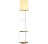 HOMCOM Lampada da terra in legno dal design moderno, lampada da terra per soggiorno con 3 ripiani, lampada da terra con attacco E27 (lampadina non inclusa), luce decorativa per camera da letto
