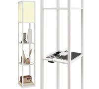 HOMCOM Lampada da Terra LED con Ripiani, Luce Regolabile e Porte USB