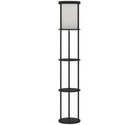 HOMCOM Lampada da Terra LED con Ripiani Rotondi, Paralume in Tessuto, Interruttore a Pedale e Telecomando, Nero Aosom Italy
