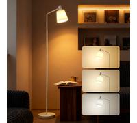 HOMCOM Lampada da Terra LED Dimmerabile con 3 Temperature di Colore 3000K-6500K Paralume Girevole Lampadina E27 Bianco Aosom Italy