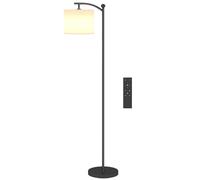 HOMCOM Lampada da Terra LED Dimmerabile e Regolabile Telecomando e Timer Nero