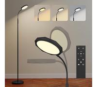 HOMCOM Lampada da Terra LED Regolabile con Telecomando Magnetico e Controlli Touch, Testa Girevole a 360°, Regolazione Luminosità e Temperatura del Colore, per Camera e Salotto, Nero