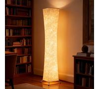 HOMCOM Lampada da Terra Moderna con Luce Regolabile su 3 Livelli e Interruttore a Pedale, Lampada da Pavimento in Acciaio e Tessuto in Carta Sintetica per Salotto e Soggiorno, 25x25x129 cm, Bianco