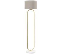 HOMCOM Lampada da Terra Moderna con Paralume in Tessuto, Doppio Tubo Metallico e Interruttore a Pedale, Oro Aosom Italy