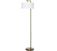 HOMCOM Lampada da Terra Moderna in Metallo e Paralume in Tessuto, Lampada da Lettura E27 47x37x153cm, Oro e Bianco