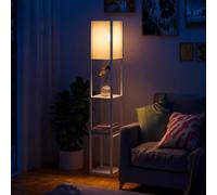 HOMCOM Lampada da Terra Piantana 40W con 3 Scaffale 26x26x160cm Bianco
