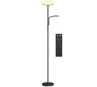 HOMCOM Lampada da Terra Regolabile a 4 Livelli con 2 Luci e Telecomando Nero
