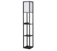 HOMCOM Lampada da terra rettangolare 2 connettori USB con 3 ripiani per conversazione bianco nero 26 x 26 x 160cm Aosom