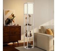 HOMCOM Lampada da Terra Scaffale 2 in 1 26x26x160cm Bianco