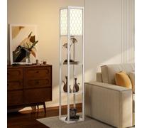 HOMCOM Lampada da Terra Scaffale 2 in 1 Salvaspazio 26x26x160cm Bianco