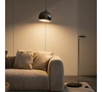 HOMCOM Lampada da Terra Vintage ad Arco con Asta Regolabile Argento