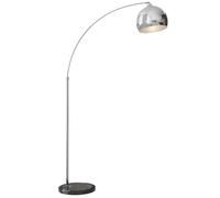 HOMCOM Lampada da Terra Vintage ad Arco con Asta Regolabile, Interruttore a Pedale, Attacco E27, Argento Aosom Italy
