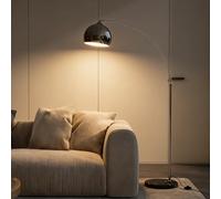 HOMCOM Lampada da Terra Vintage ad Arco, Lampada da Pavimento con Asta Regolabile e Interruttore a Pedale, Attacco E27, per Salotto e Camera, in Metallo e Marmo, Argento