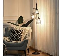 HOMCOM Lampada da Terra Vintage Industriale in Metallo Nero, Lampada a Piantana da Terra Moderna Ф35 x 170cm