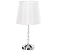 HOMCOM Lampada da Tavolo con Pulsante e Porta USB, Lampada Moderna in Metallo, Vetro e Poliestere, per Lampadine LED, Ø23x45 cm, Bianco e Argento