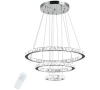HOMCOM Lampadario Lusso a Sospensione, Lampada a Soffitto con 3 Anelli Regolabili, Luci a LED e Cristalli, Ф60 x 110cm