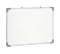 HOMCOM Lavagna Magnetica da Parete a Bordi Arrotondati 60x45x1.8 cm | Gomma, Pennarelli e Magneti, Lavagna Bianca Cancellabile in Alluminio