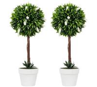 HOMCOM Lavanda artificiale, set da 2 pezzi, grande 60 cm, pianta artificiale con protezione UV, piante artificiali in vaso, fiori artificiali in plastica, per soggiorno, camera da letto, ufficio