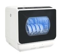 HOMCOM Lavastoviglie da banco Piccola lavastoviglie con 5+1 programmi Serbatoio dell'acqua da 6L Due modalità di erogazione dell'acqua Display ECO LED per appartamenti in cucina