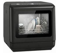 HOMCOM Lavastoviglie da tavolo con serbatoio d'acqua integrato 6L Nero | Mini lavastoviglie, 5 programmi, comando touch, display LED, 4 coperti, doppia acqua, asciugatura ad aria