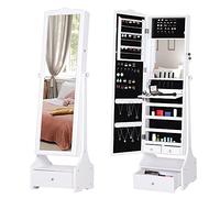 HOMCOM LED Portagioie Armadio per Gioielli con Specchio 45x36x150 cm