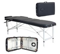 HOMCOM Lettino da Massaggio Pieghevole 215x81x61-84 cm Nero | Altezza Regolabile, Lettino Professionale per Massaggi, Alluminio e Plastica