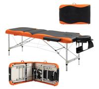 HOMCOM Lettino da Massaggio Pieghevole 215x81x61-84 cm Nero e Arancione | Altezza Regolabile, Lettino Professionale per Massaggi, Alluminio e Plastica