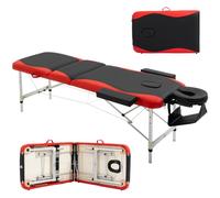 HOMCOM Lettino da Massaggio Pieghevole ad Altezza Regolabile, Lettino Professionale per Massaggi in Alluminio e Plastica, 215x60x61-84 cm, Nero e Rosso