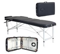 HOMCOM Lettino da Massaggio Pieghevole ad Altezza Regolabile, Lettino Professionale per Massaggi in Alluminio e Plastica, 215x81x61-84 cm, Nero