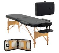 HOMCOM Lettino da Massaggio Pieghevole con Altezza Regolabile in Legno Nero