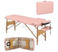HOMCOM Lettino da Massaggio Pieghevole Portatile Altezza Regolabile Rosa | Lettino per Massaggio Professionale, Struttura in Legno, Borsa per il Trasporto