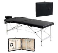 HOMCOM Lettino Massaggio Pieghevole Professionale, Lettino per Massaggio con Altezza Regolabile e Borsa di Trasporto per Estetista e Terapista, Nero
