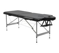 HOMCOM Lettino per Massaggio Portatile e Pieghevole 186x71x62-83 cm Nero | Alluminio e PU, Altezza Regolabile, Seduta Imbottita
