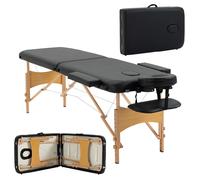 Homcom Lettino/Tavolo Pieghevole in Legno per Massaggi e Trattamenti Cosmetici, 2 Zone, Nero