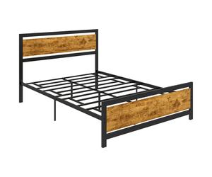 HOMCOM Letto 1 Piazza e Mezza Legno e Acciaio in Stile Industriale 147x208x103cm