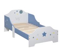 HOMCOM Letto Basso per Bambini di +3 Anni con Sponde Blu e Bianco
