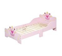 HOMCOM Letto per Bambini con Bordi Rialzati e 6 Gambe in Legno per Cameretta, Lettino per Bimbi da 3-6 Anni, 143x73x60cm, Rosa