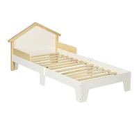 HOMCOM Letto per bambini, struttura letto con testiera Casa e rete a doghe, 90 x 190 cm, pino massiccio, colore: Bianco