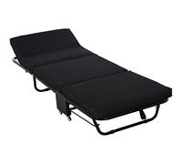 HOMCOM Letto pieghevole 184x65 cm Letto pieghevole con testiera regolabile in 5 livelli Ruote universali e struttura in metallo Carico massimo 120 kg Nero