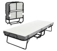 HOMCOM Letto Pieghevole 90x200 cm con Materasso Spesso 10 cm e Ruote con Freno