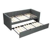 HOMCOM Letto Singolo con Secondo Letto Estraibile in Tessuto Grigio Scuro