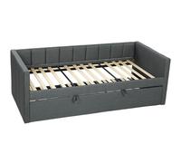 HOMCOM Letto Singolo con Secondo Letto Estraibile in Tessuto Grigio Scuro